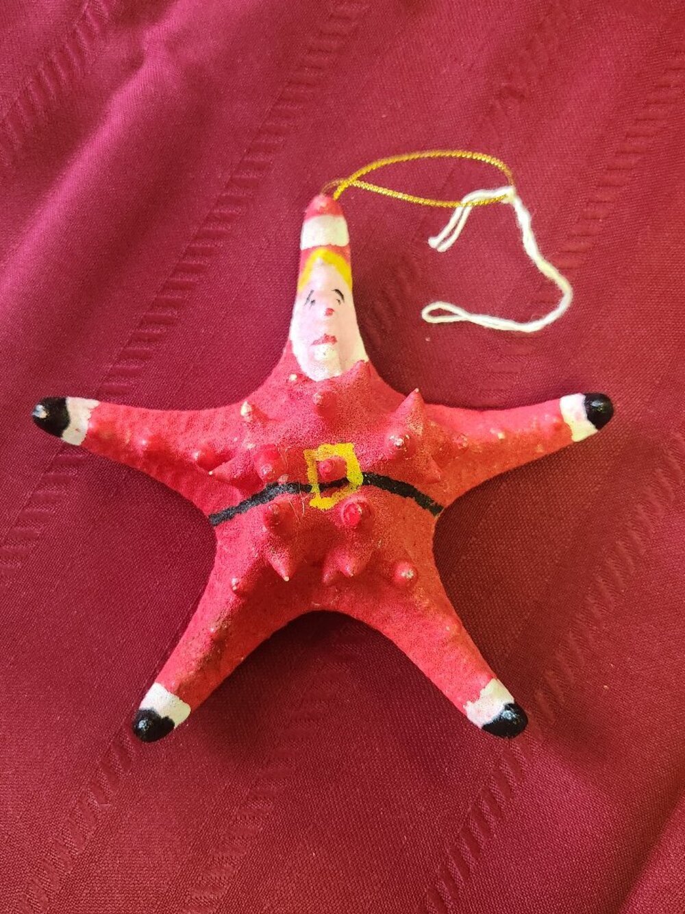 Vintage Santa Starfish Christmas Ornament – Whimsical Coastal Holiday Decor